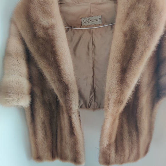 Vintage Genuine Mink Fur Stole Cape Blonde Sable by Salon Fernande Montreal - Picture 14 of 16